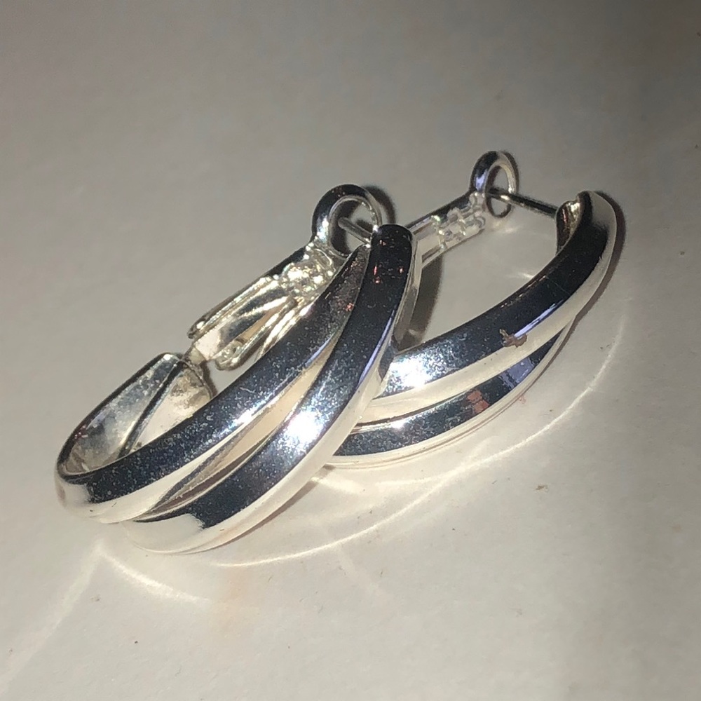 Classic Silver Tone Boho Hoop Earrings